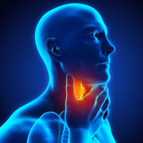 Cartoon image showing inflamed throat